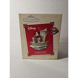 Hallmark Keepsake Ornament Mickey Mouse Steamboat Willie Magic Motion Disney New